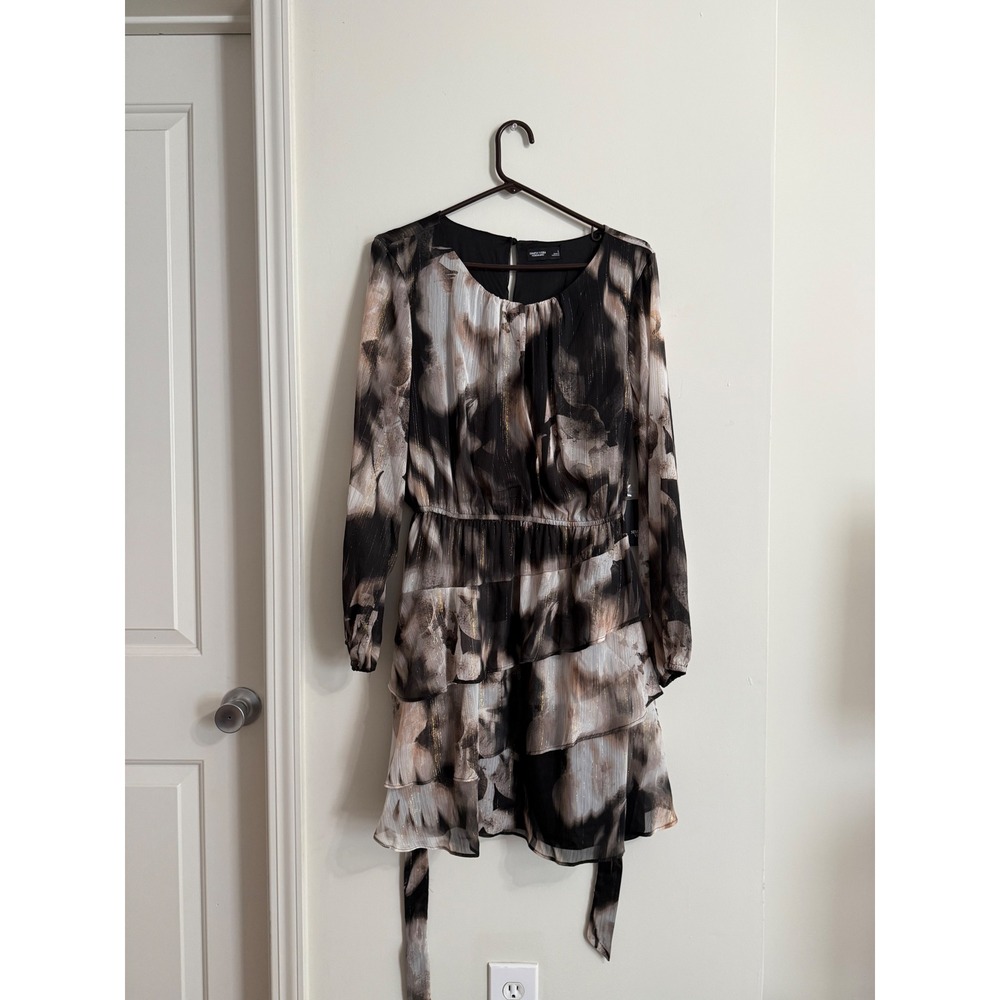 Simply Vera Vera Wang Dress Abstract Floral Metallic Tiered Cocktail Formal L‎